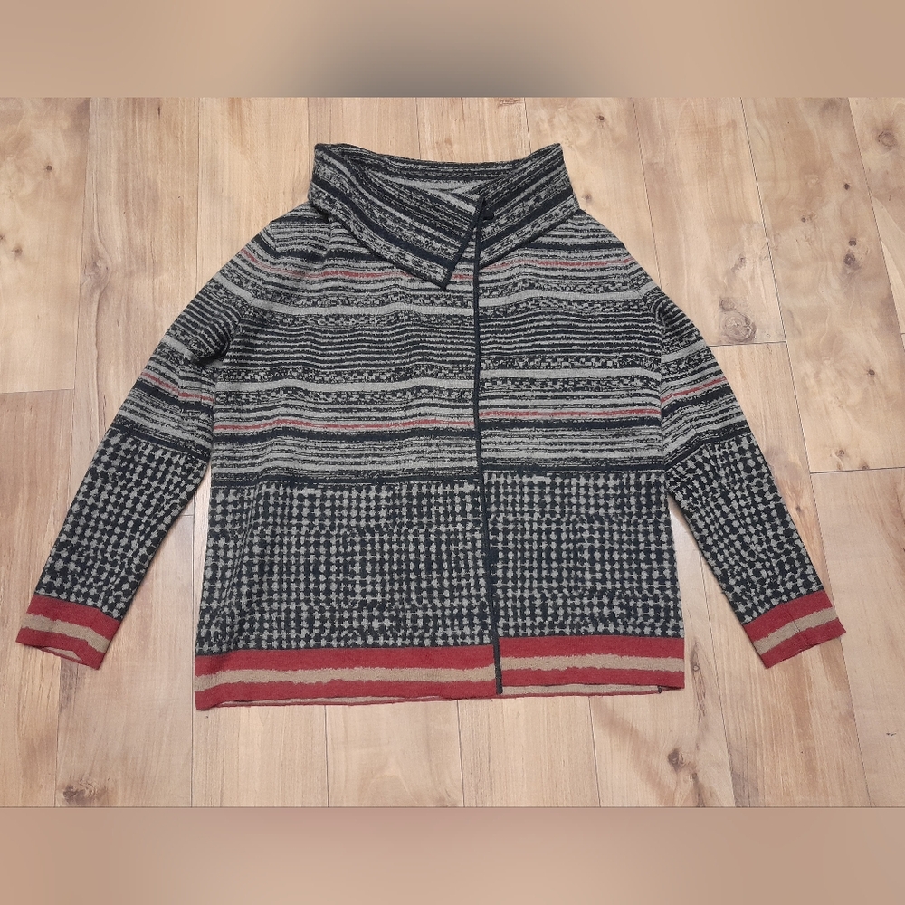 Peruvian Connection Black and Red Striped Cardigan